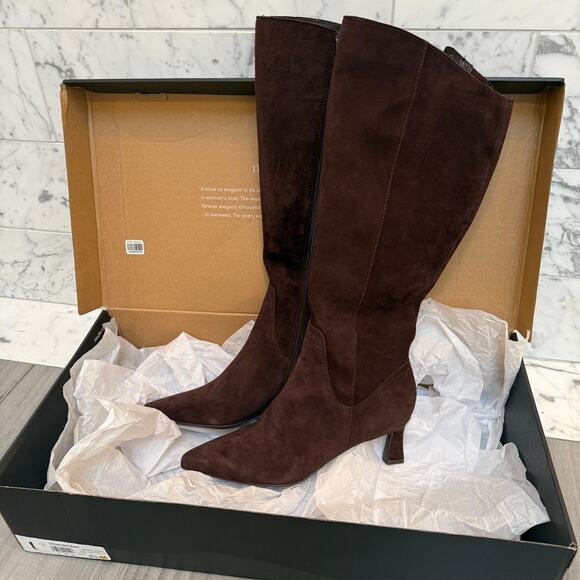 Naturalizer Deesha Tall Knee High Heeled Brown Suede Mahogany Boot 8.5 - Picture 3 of 4